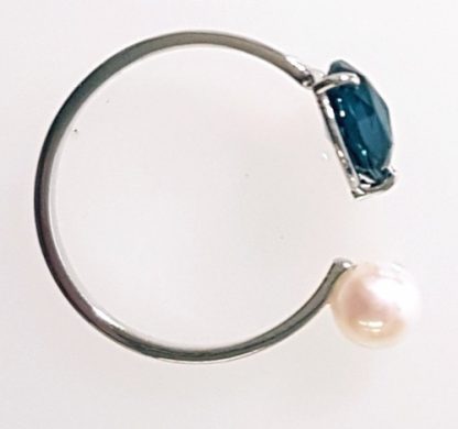 Bague Topaze Blue London perle or blanc Réf.1464