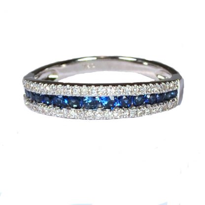 Bague Saphirs bleus et diamants en or blanc réf. 1256