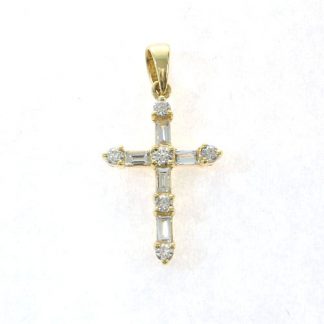 Croix brillants baguettes or blanc Réf. 559