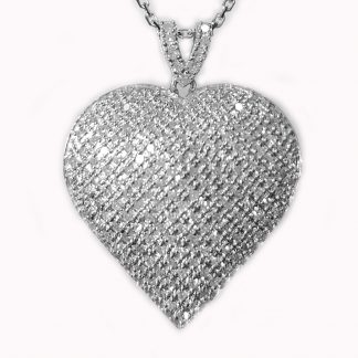 Pendentif coeur diamants or blanc Réf. 1247