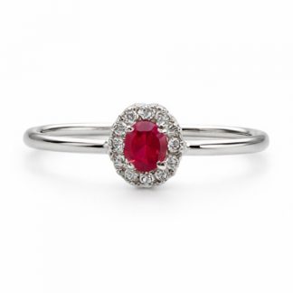 Bague rubis entourage diamants or blanc Réf. 2147