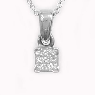 Pendentif diamants princesses or blanc réf. 838